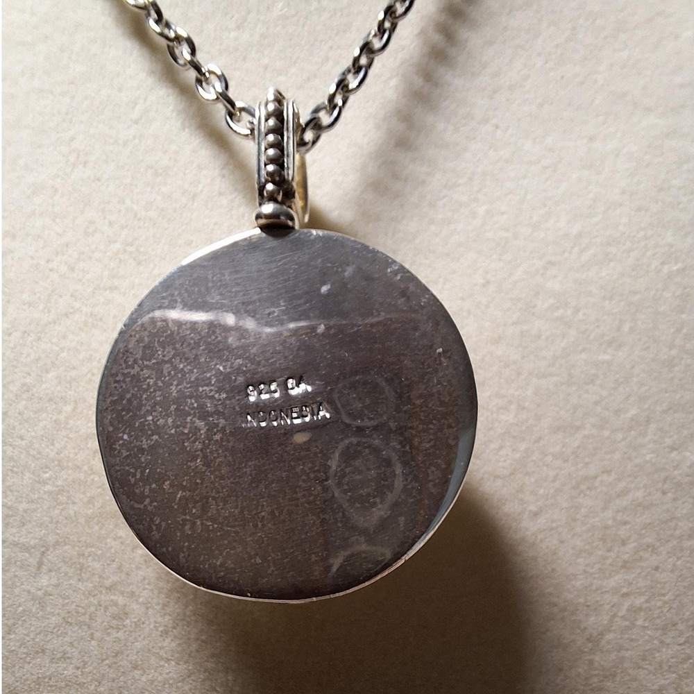 Carnelian pendant Thailand artisan crafted stainless sterling silver steel chain - Picture 2 of 2